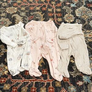 Carter's Kids One Piece Footies - Pink, White, Tan